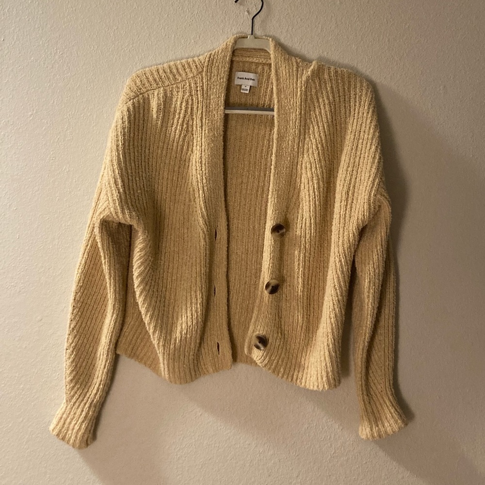 Frank and Oak Beige Knitted Cardigan